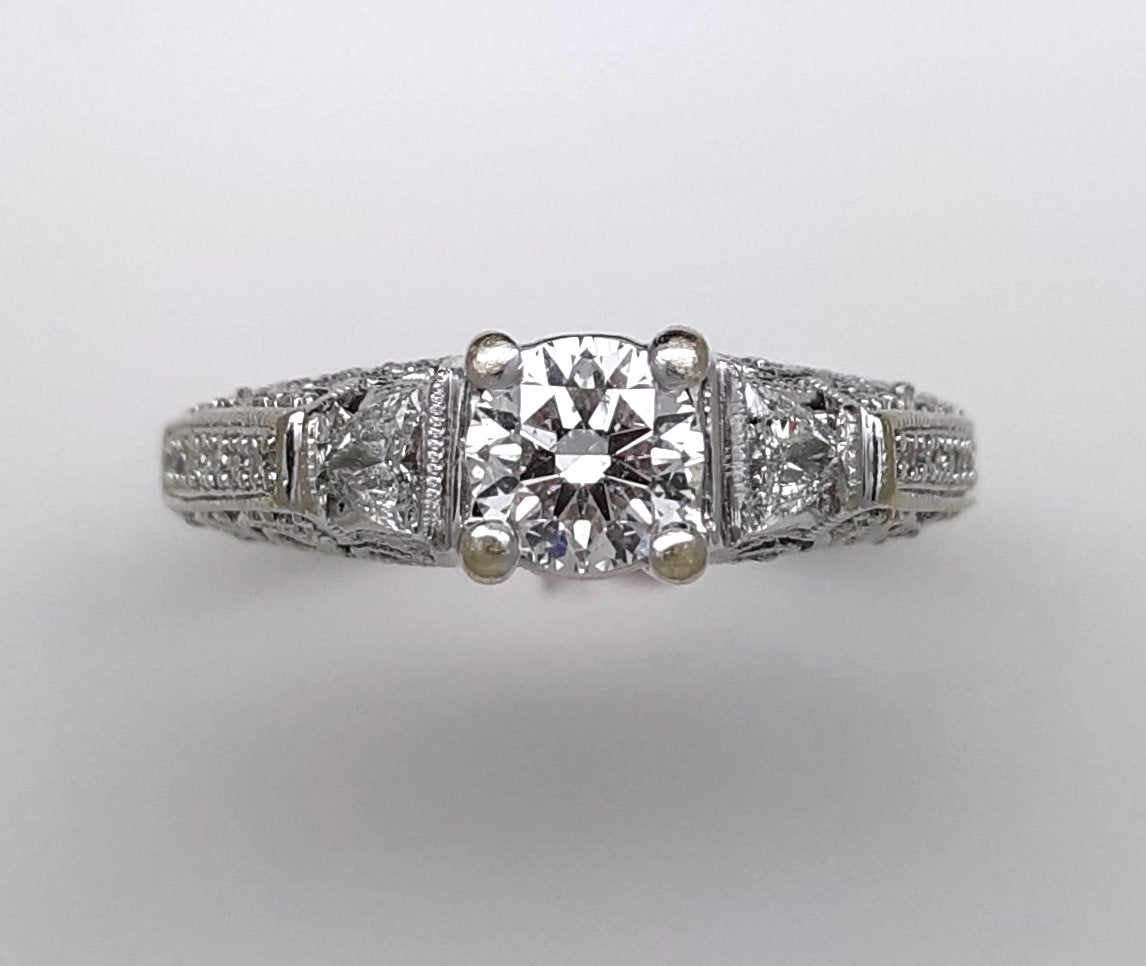 A Lady's Estate 14k white gold Deco Revival Diamond Engagement Ring