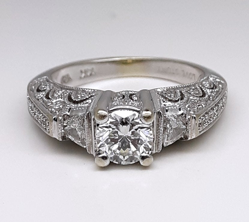 A Lady's Estate 14k white gold Deco Revival Diamond Engagement Ring