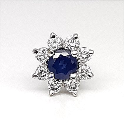 A lady’s estate 14k white gold natural blue sapphire and diamond earrings.