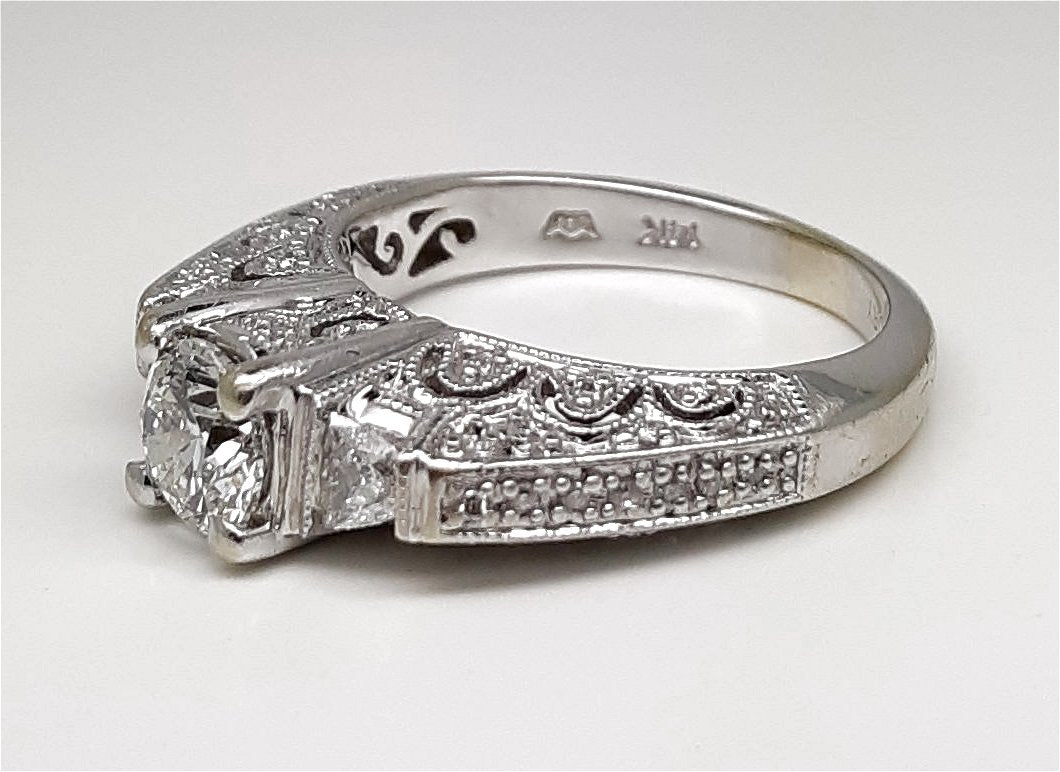 A Lady's Estate 14k white gold Deco Revival Diamond Engagement Ring