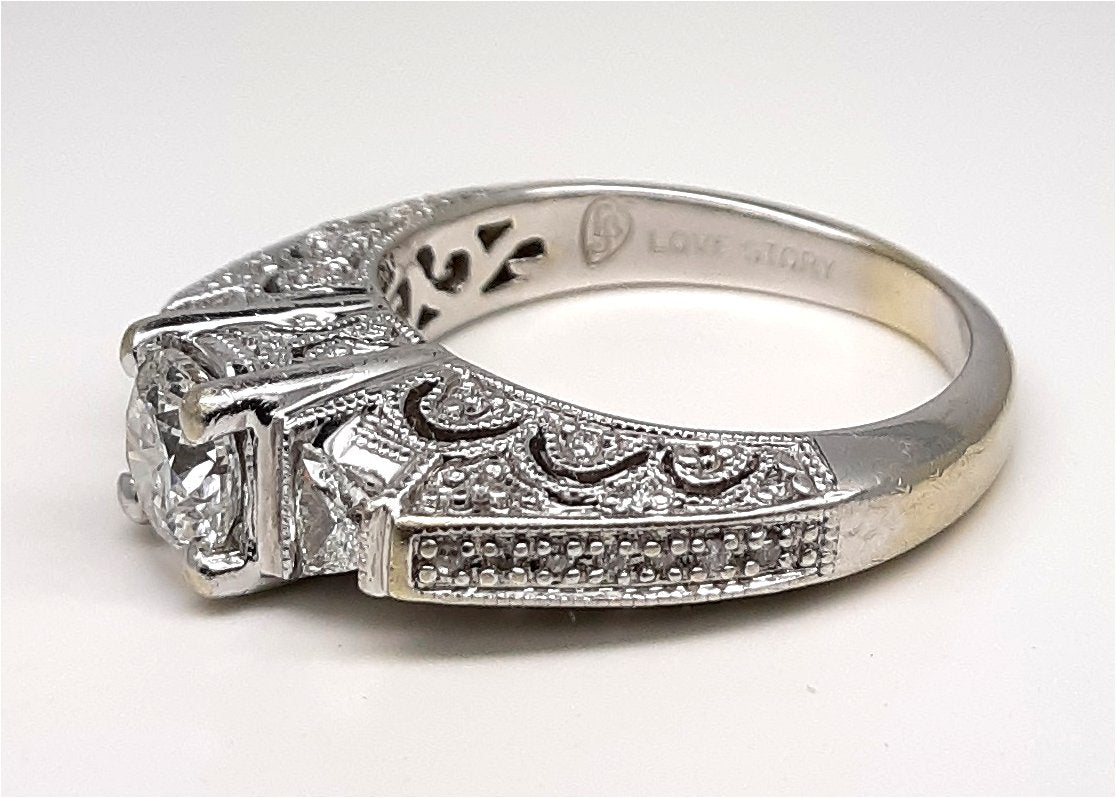 A Lady's Estate 14k white gold Deco Revival Diamond Engagement Ring